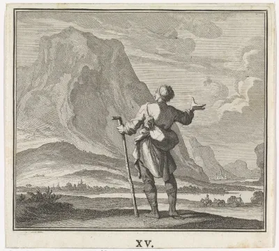 Berglandschap met wandelaar