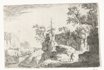 Berglandschap met wandelaar