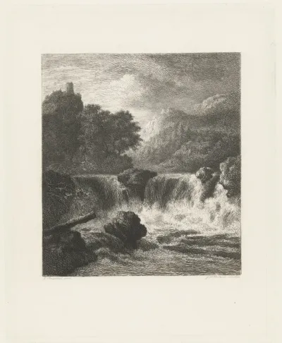 Berglandschap met waterval