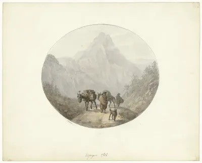 Berglandschap te Spanje, met pakezels