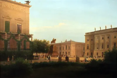 Berlin: View of the monument of Frederick the Great, together with environment