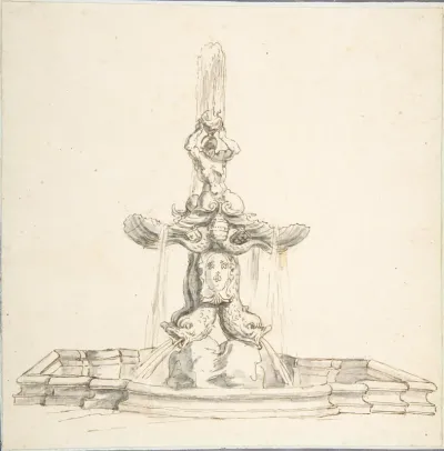Bernini's Fountain of "Il Tritone," Piazza Barberini, Rome
