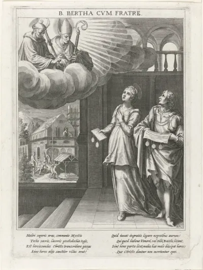 Bertha van Biburg en haar broer stichten een klooster op bevel van twee heiligen
