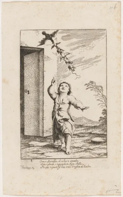 Bertoldino with the Birds Carried Away By the Kite