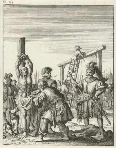 Bertrand de Gourdon, door wiens schot Richard Leeuwenhart dodelijk gewond raakte, wordt levend gevild