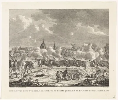 Beschieting van Willemstad door een Franse batterij genaamd de Hel, 1793