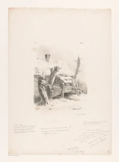 Besneeuwde boerenschuur