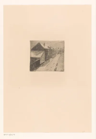 Besneeuwde dorpsstraat