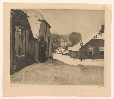 Besneeuwde huizen in Ede