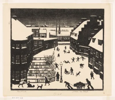 Besneeuwde stad