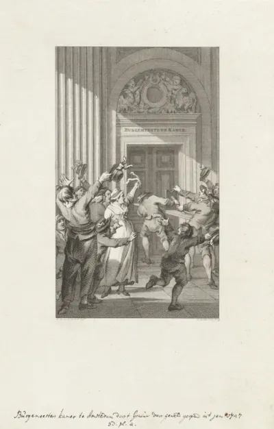 Bestorming van de burgemeesterskamer in het stadhuis van Amsterdam, 1747