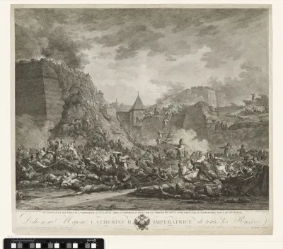 Bestorming van de vesting van Ochakov, door de Russische troepen onder leiding van Grigorij Potemkin