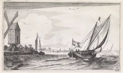 Beurtschip passeert molen