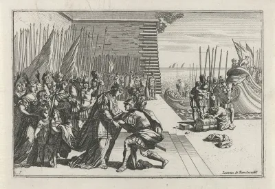Bevelhebber knielt voor een koningin
