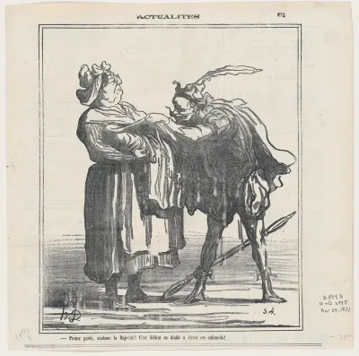 Beware Madam Majority! It is devilishly delicate to raise such a child!, from 'News of the day,' published in Le Charivari, November 29, 1871
