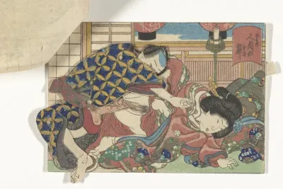Beweegbare erotische prent — Utagawa Kunisada (I) Kanvas Tablo