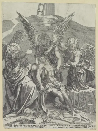 Bewening van Christus door drie engelen