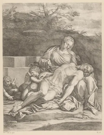Bewening van Maria en twee engelen
