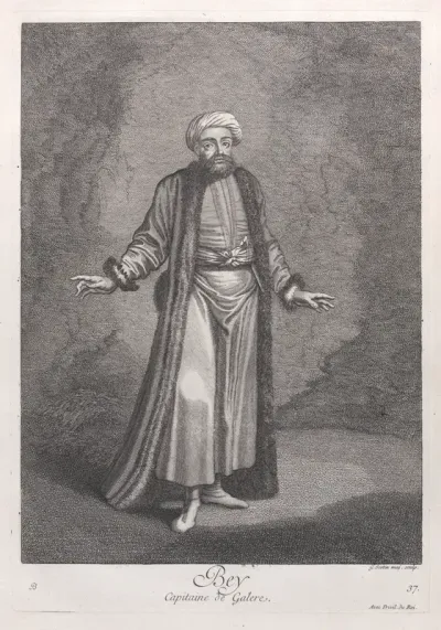 Bey, Capitaine de Galere, plate 37 from "Recueil de cent estampes représentent differentes nations du Levant"
