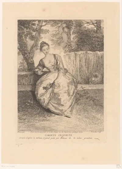 Bezorgde vrouw in een landschap