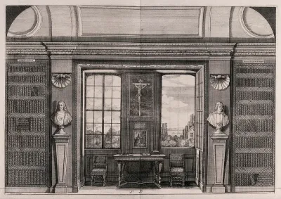 Bibliothèque Sainte-Geneviève, Paris: a part of the library with a window overlooking a garden