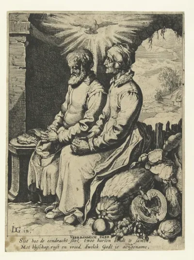 Biddend oud echtpaar