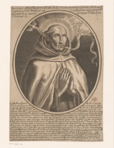 Biddende Johannes van het Kruis met de Heilige Geest