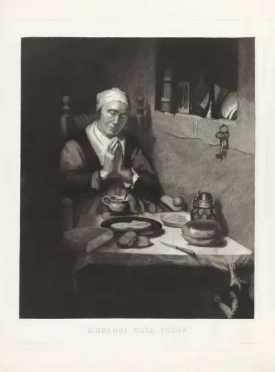 Biddende oude vrouw