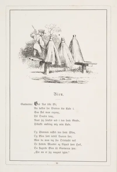 Bien. Illustration til H.V. Kaalund, "Fabler for Børn"