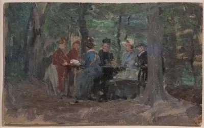 Biergarten mit Figuren