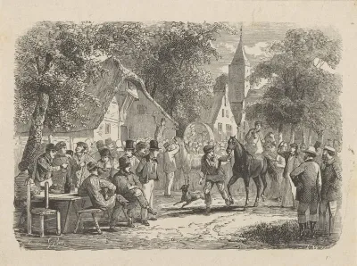 Bijeenkomst van mannen en vrouwen in een dorp