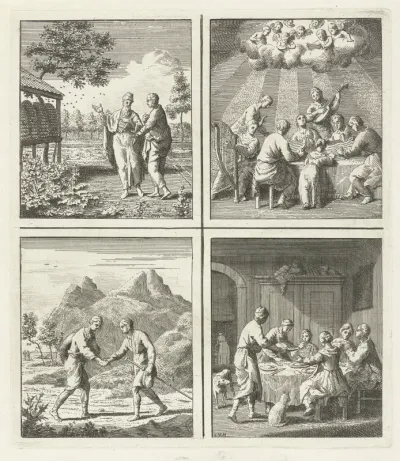 Bijenkorven / Muzikanten rond een tafel / Vriendschap / Maaltijd
