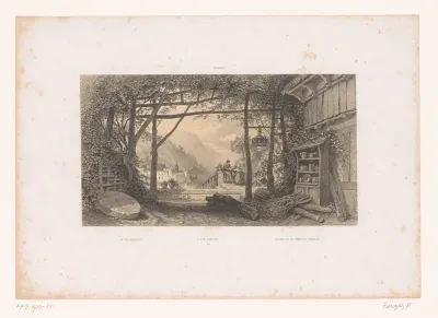 Binnenplaats met uitzicht op een bergdorp