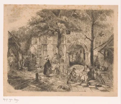 Binnenplaats van een Vlaamse herberg