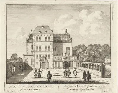 Binnenplaats van Kasteel Rosendael met gezelschap