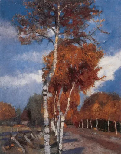Birch grove in autumn