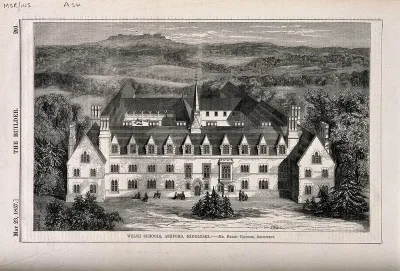 Bird's-eye view of the Welsh school and its grounds, Ashford, Middlesex