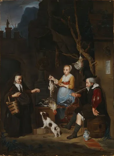 Bird Vendor after Gabriel Metsu