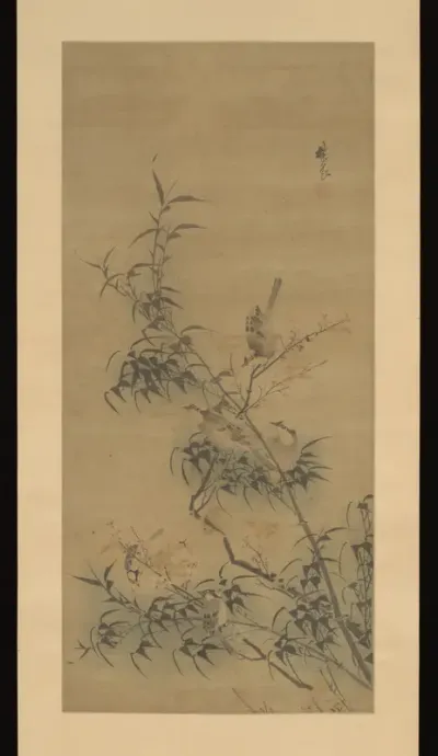 Birds Amidst Blossoming Plum and Bamboo