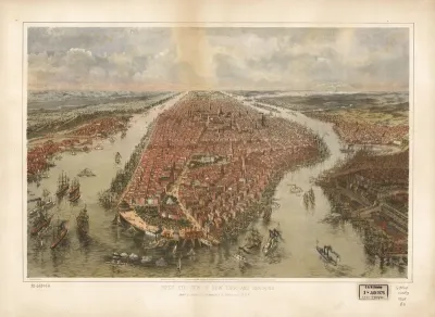 Birds Eye View of New York and Environs