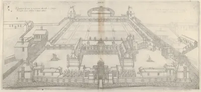 Birds Eye View of the Chateau and Grounds of Anet, from "Les plus excellents bastiments de France"