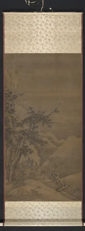 Birds in a Grove in a Mountainous Winter Landscape