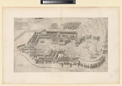 Birdseye View of the Port of Rome, from "Speculum Romanae Magnificentiae"