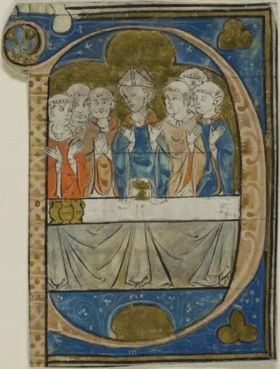 Bishop at Mass in a Historiated Initial "P" from a Choirbook