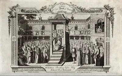 Bishop Hugh Latimer preaching before Edward VI at Westminster