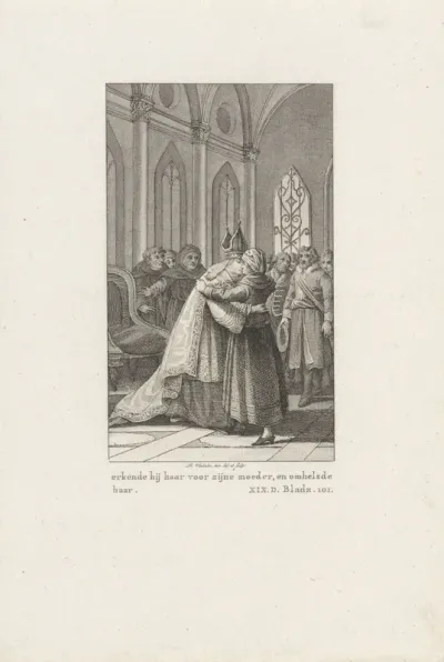 Bisschop Petrus Lombard omhelst zijn moeder