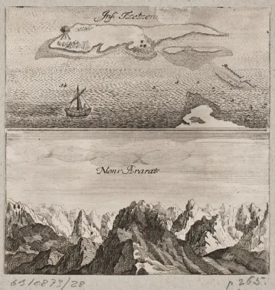 Bjerget Ararat og øen "Tzetzen"