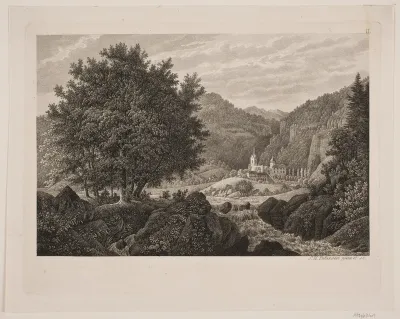 Bjerglandskab med en kirke