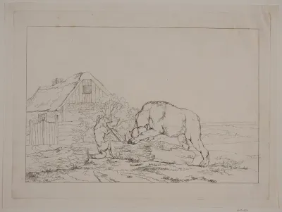 Bjørnen i klemme. Illustration til "Reineke Fuchs"