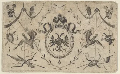 Blackwork Design for Goldsmithwork with the Coat of Arms of a Bishop